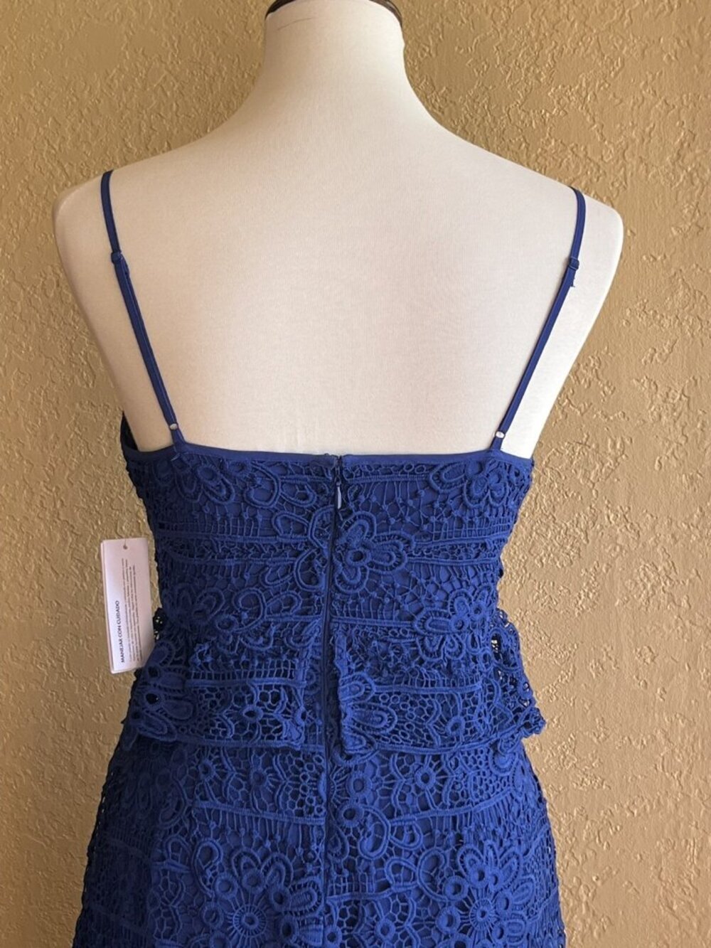 Guess Blue Lace Cutout Dress Size 6 Strappy Sheath Cocktail Party - Picture 6 of 9